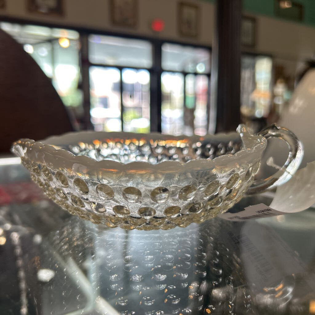 Vtg Heart Shaped Hobnail Glass Dish 6.5''