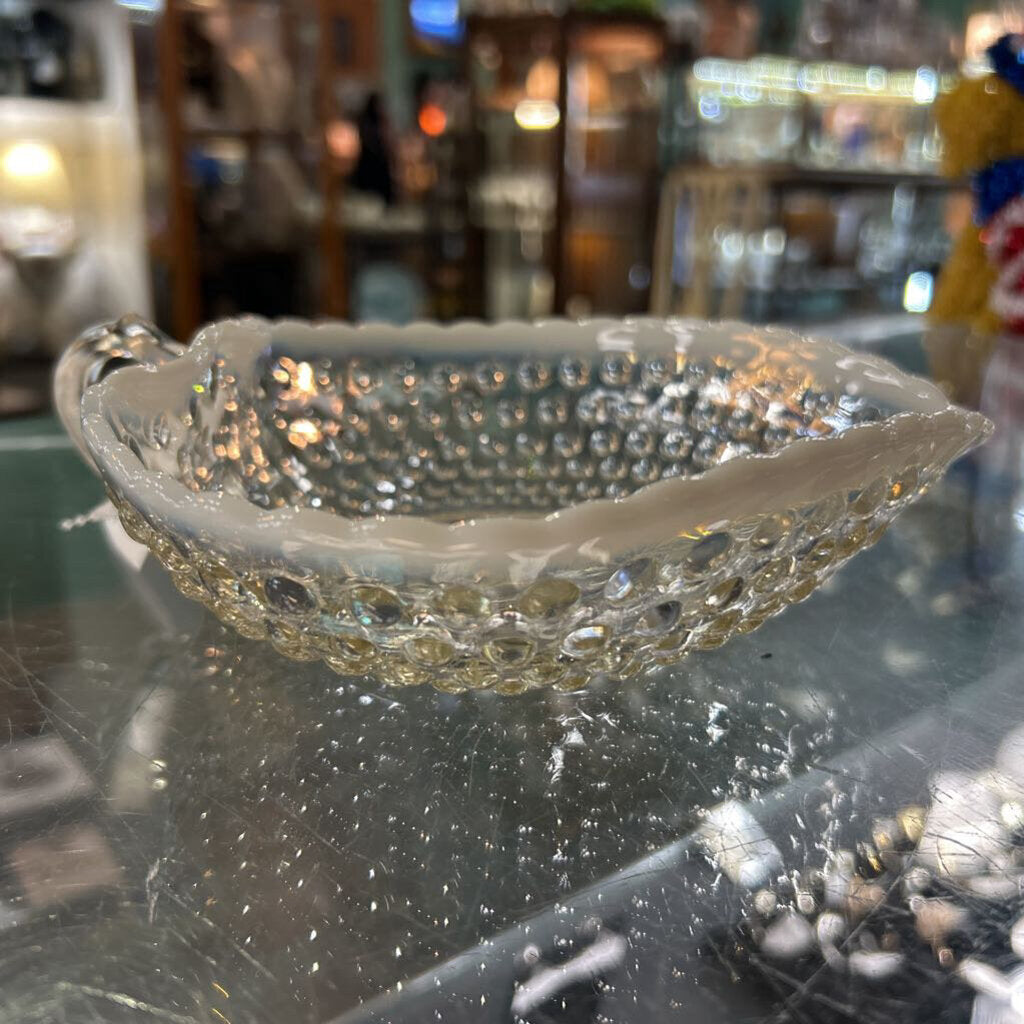 Vtg Heart Shaped Hobnail Glass Dish 6.5''