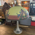Reverse Painted Textured Glass Table lamp (1915-1935) Pull Chain.