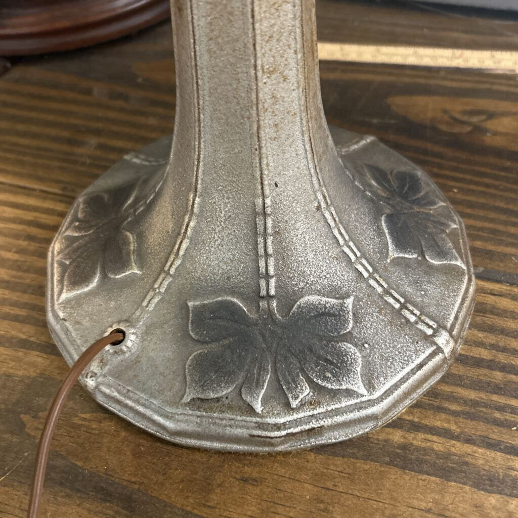 Reverse Painted Textured Glass Table lamp (1915-1935) Pull Chain.
