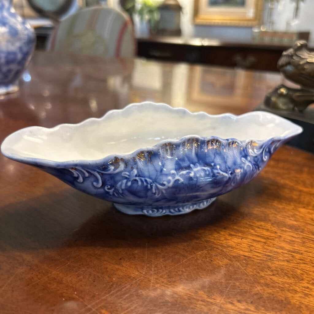 Antique Warwick China Co, Celery Dish, 8'' "Pansy Pattern"