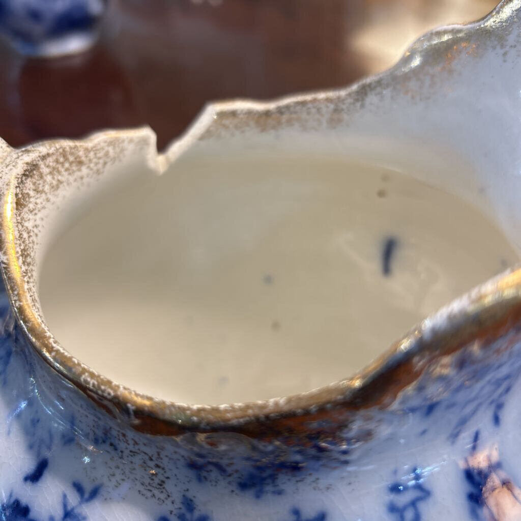 Antique Warwick Chine, Floral with Gold Rim. c.1893-1898. (chip in top rim/crack bottom)