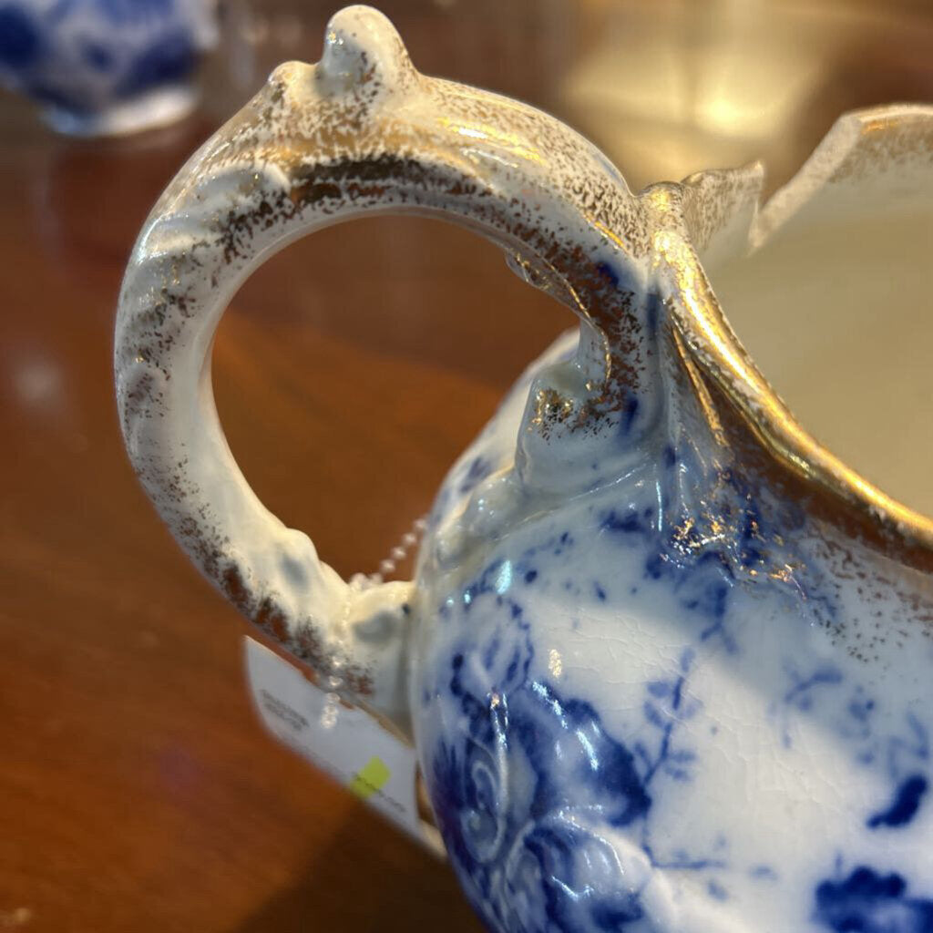 Antique Warwick Chine, Floral with Gold Rim. c.1893-1898. (chip in top rim/crack bottom)