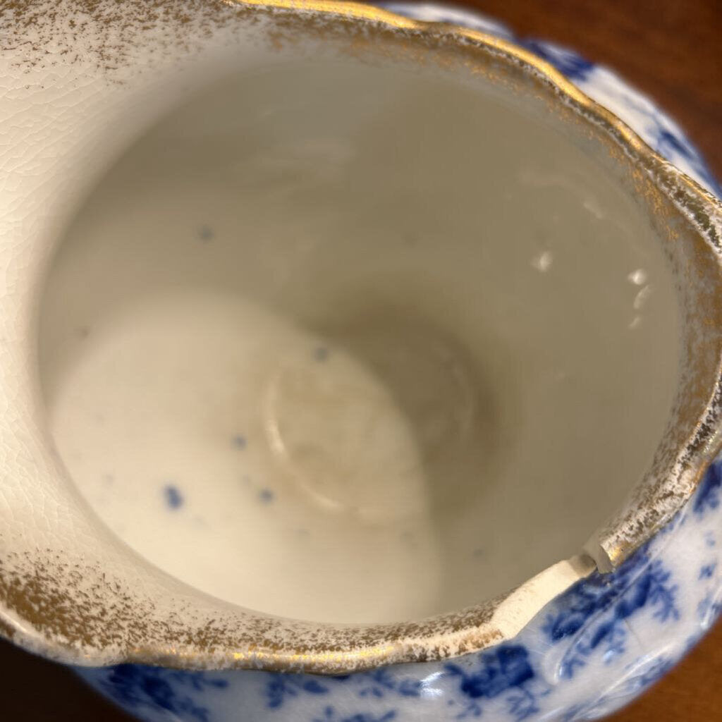 Antique Warwick Chine, Floral with Gold Rim. c.1893-1898. (chip in top rim/crack bottom)