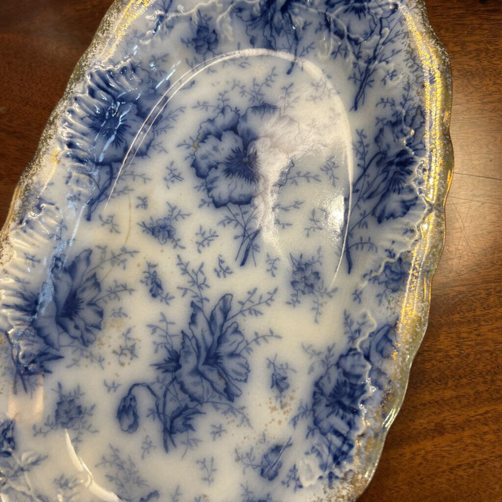Antique Warwick China Co, "Pansy" pattern, Oval Platter c.1890s (condition as is, price reflects that)