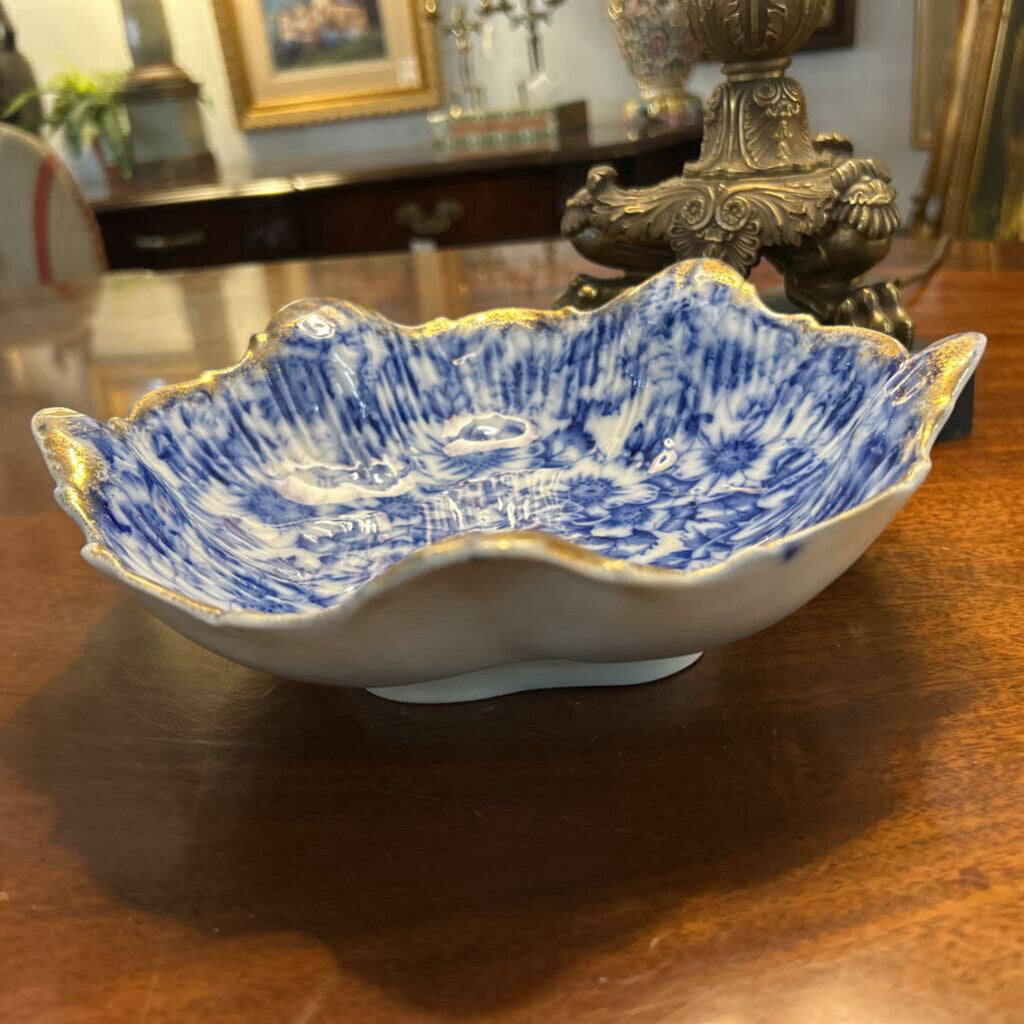 Antique Warwick China co, Porcelain Serving Bowl "wild rose" c.1890s 9''