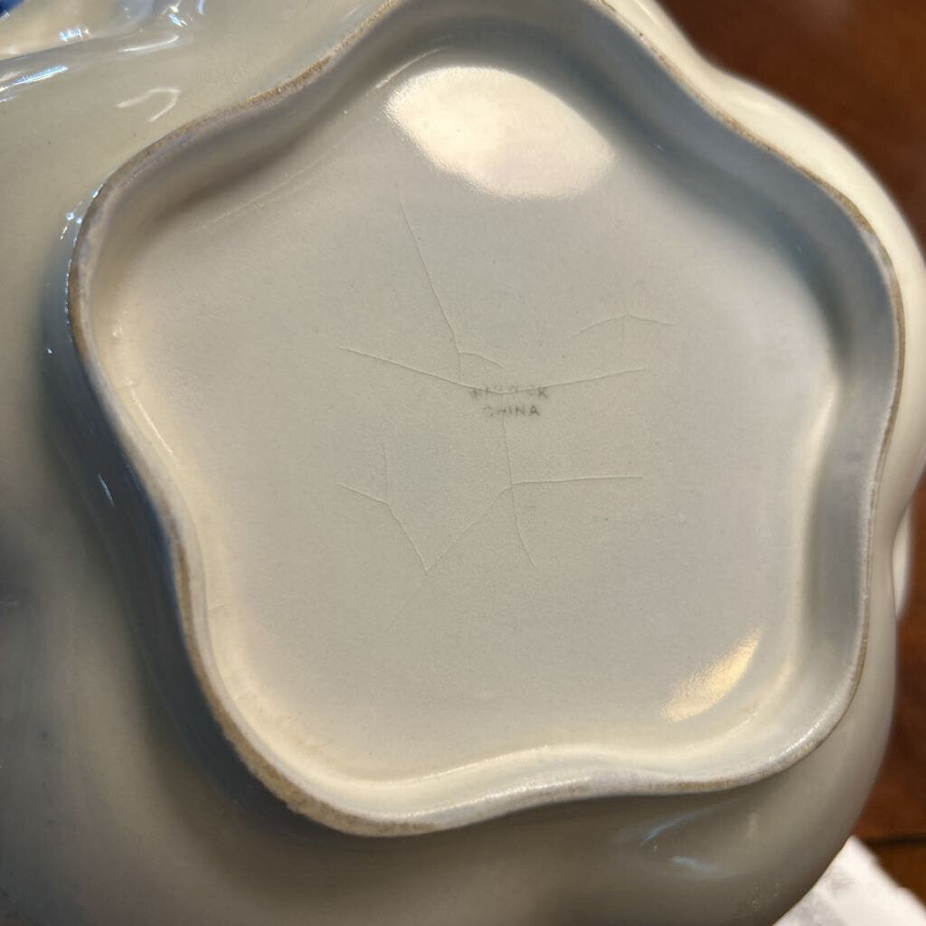 Antique Warwick China co, Porcelain Serving Bowl "wild rose" c.1890s 9''