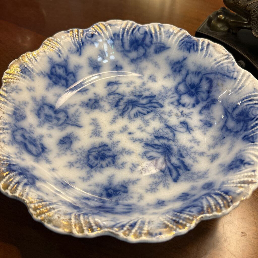Antique Warwick China co, Serving bowl, Floral with gold detail. c.1890s 10''