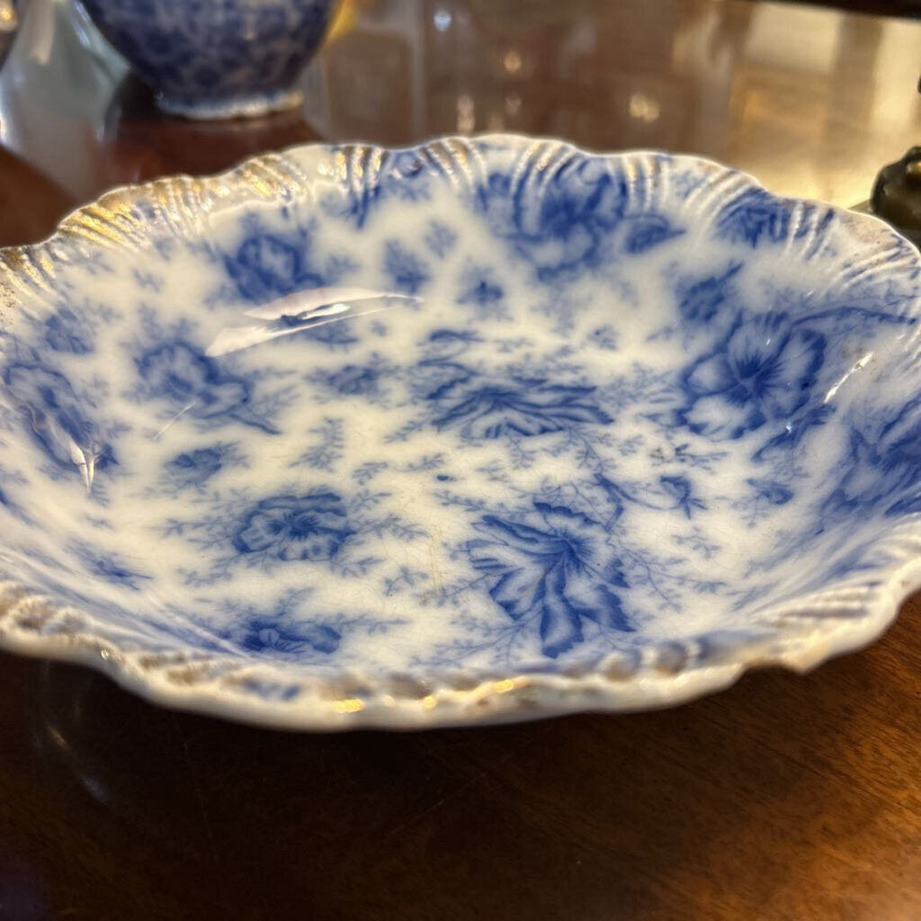 Antique Warwick China co, Serving bowl, Floral with gold detail. c.1890s 10''