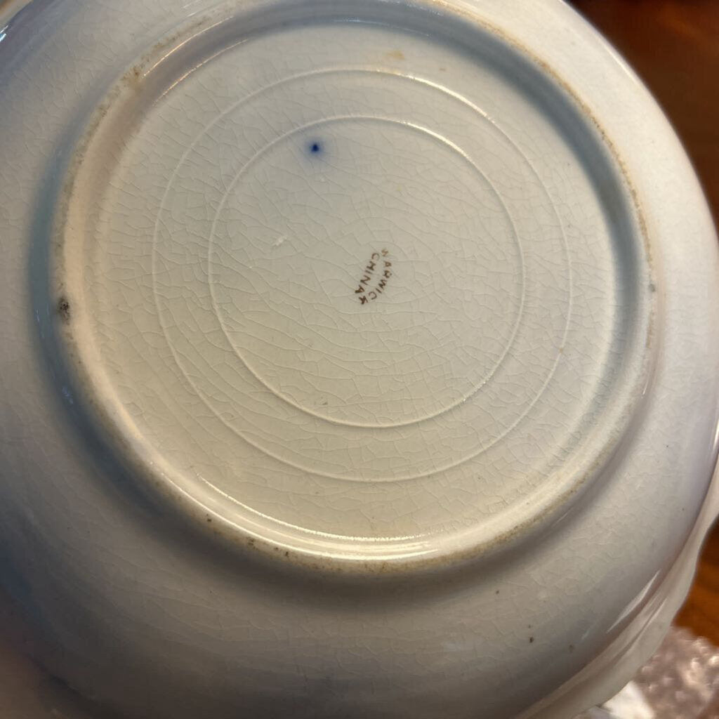 Antique Warwick China co, Serving bowl, Floral with gold detail. c.1890s 10''
