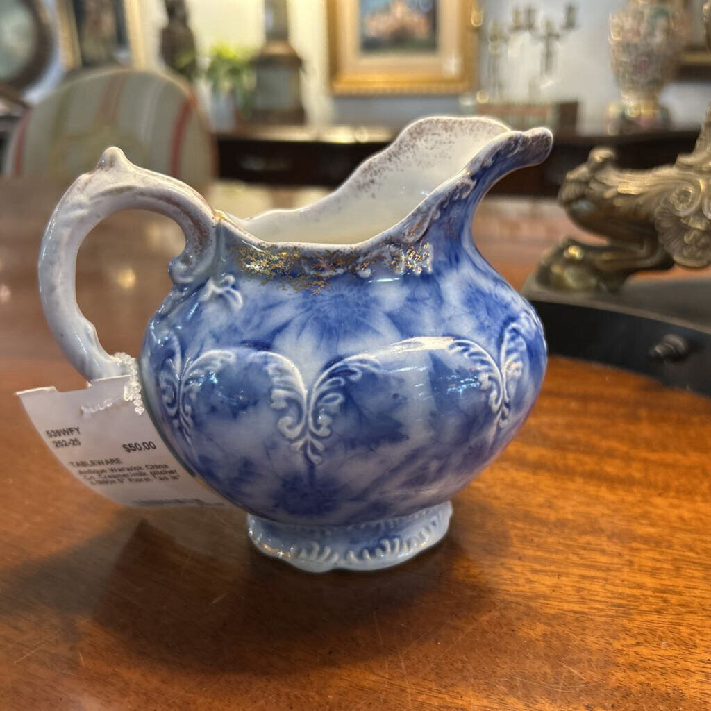 Antique Warwick China Co, Creamer/milk pitcher c.1890s 5'' Floral. *as is*