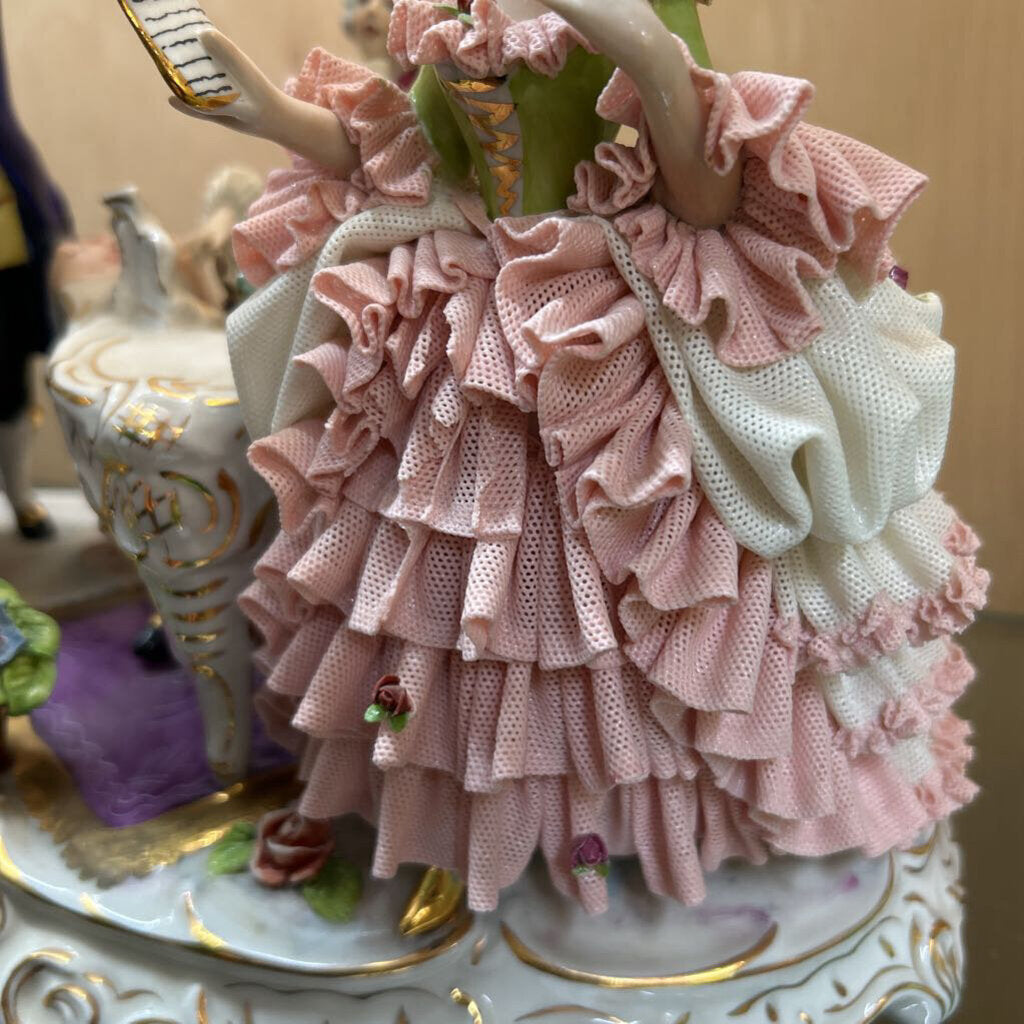 Sitzendorf Dresden Lace Porcelain Figurines Musical Group Musicians. c.1954-1970.