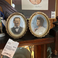 Pair of small oval hand colored portrait photos circa 1900-1915