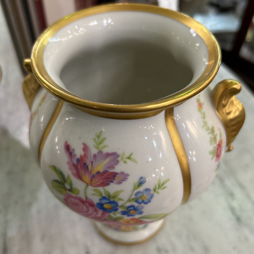 Floral and Gilt Porcelain Vase by Fine Concord China; circa 1940s