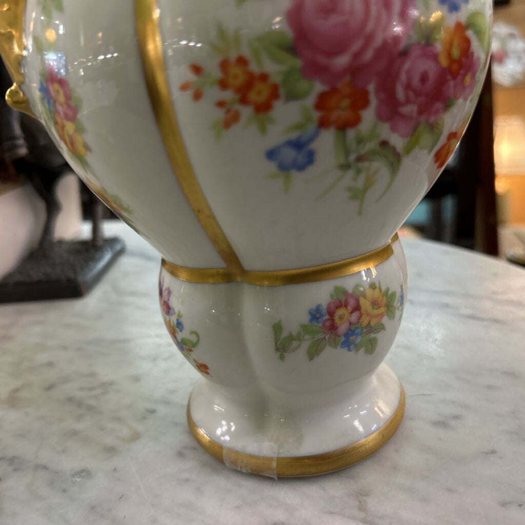 Floral and Gilt Porcelain Vase by Fine Concord China; circa 1940s