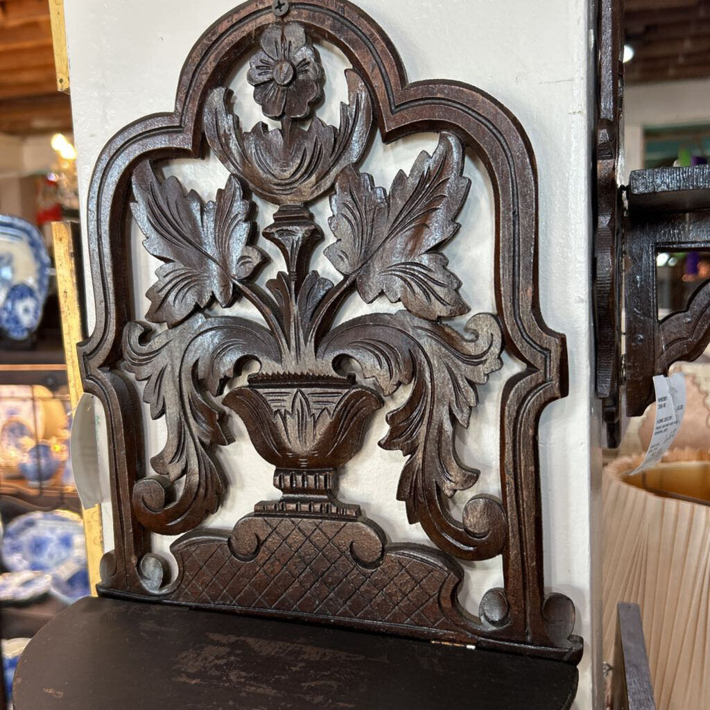 Hand carved oak wall shelves, pair, Hand-Carved, Folding Shelf.