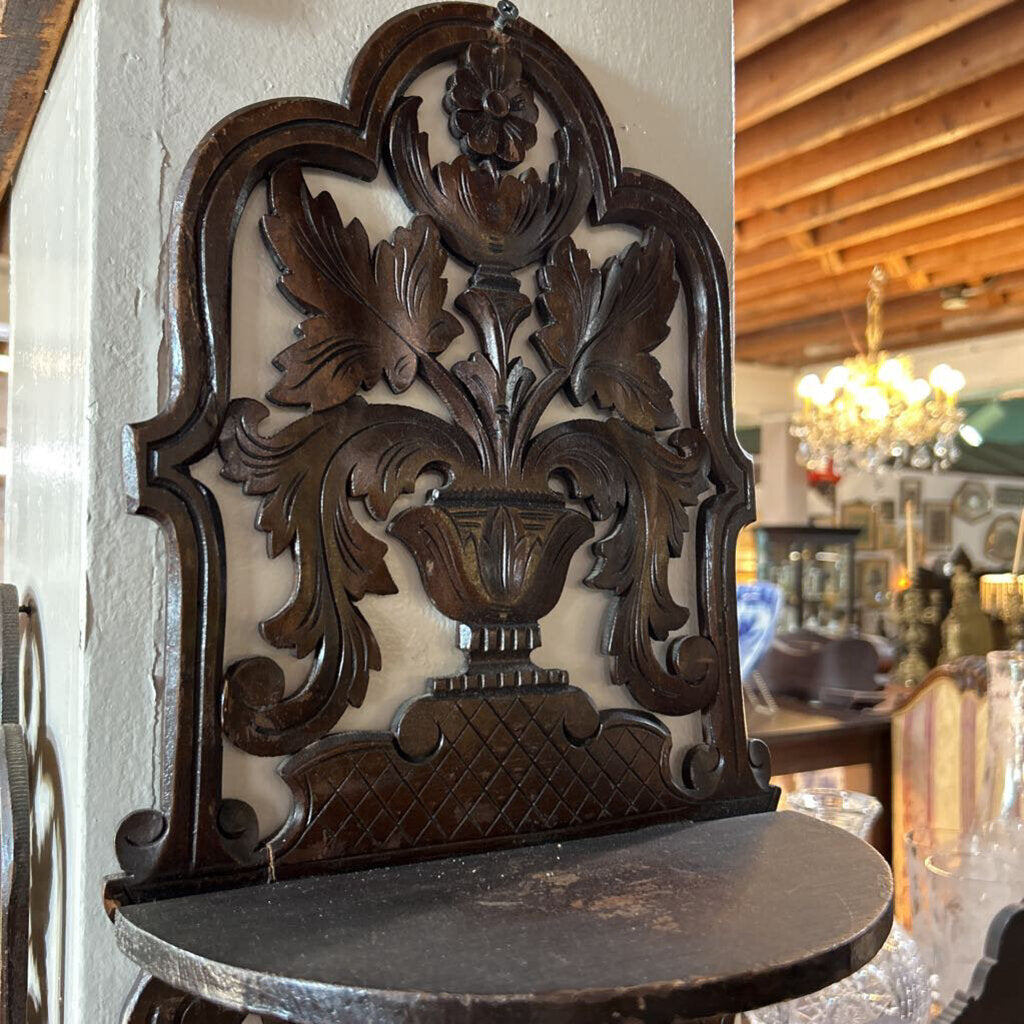 Hand carved oak wall shelves, pair, Hand-Carved, Folding Shelf.