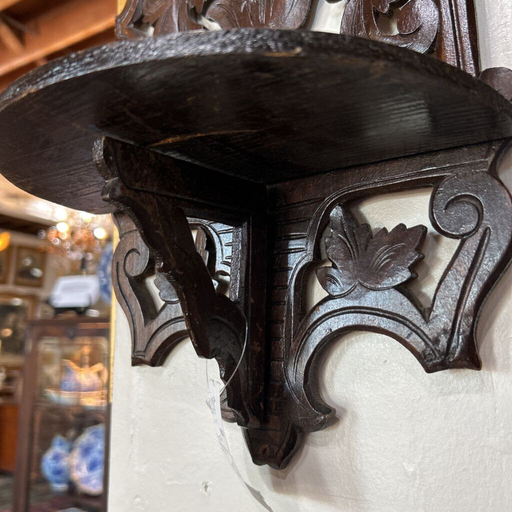 Hand carved oak wall shelves, pair, Hand-Carved, Folding Shelf.