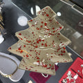 Mid-Century Ceramic Christmas Tree Candy Dish, Red Splatter. *as is*