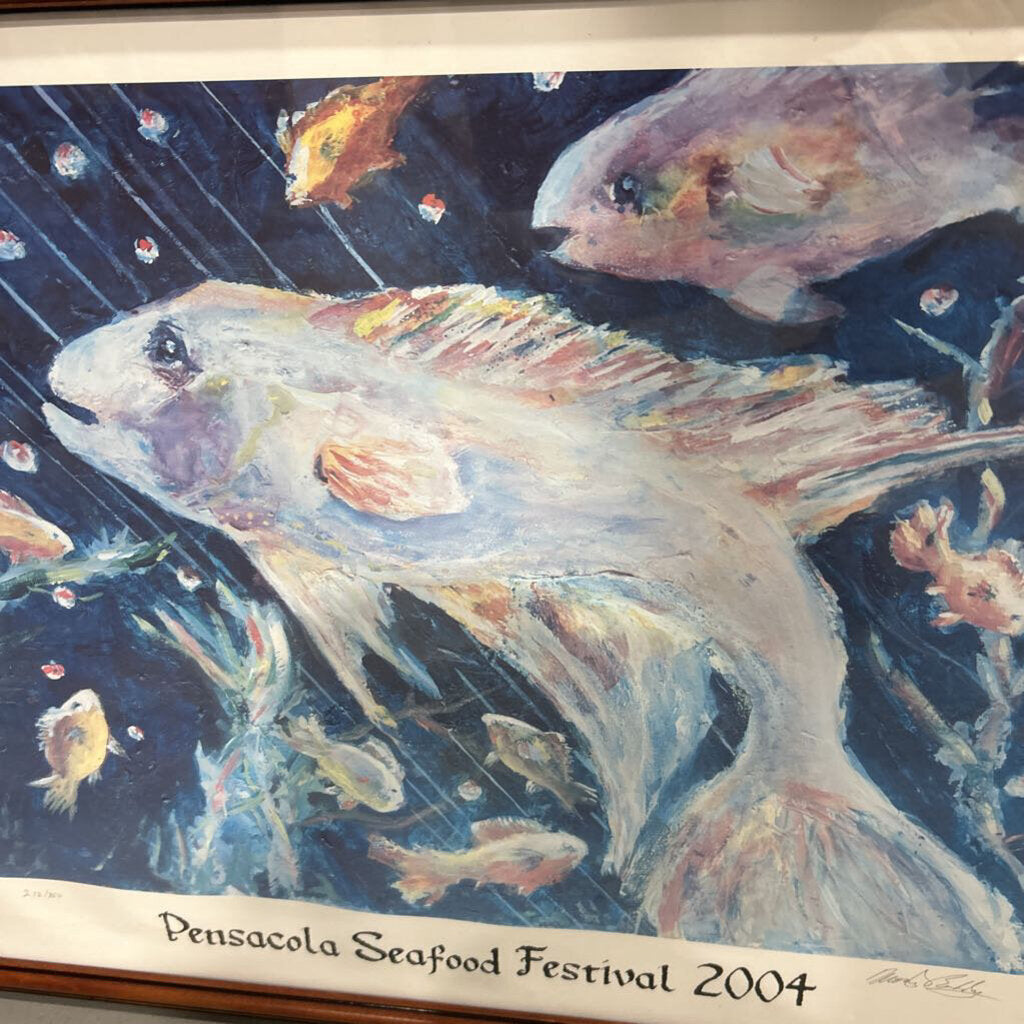 Framed 2004 Pensacola Seafood Festival Art Print.