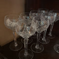 Vintage Bohemian cut crystal wine hocks; circa 1950-60