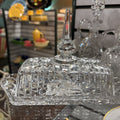 Vintage Bohemian cut crystal butter dish and cover; circa 1950-60