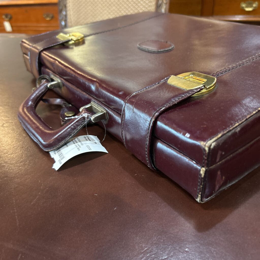 Burgandy Leather Briefcase; circa 1980s