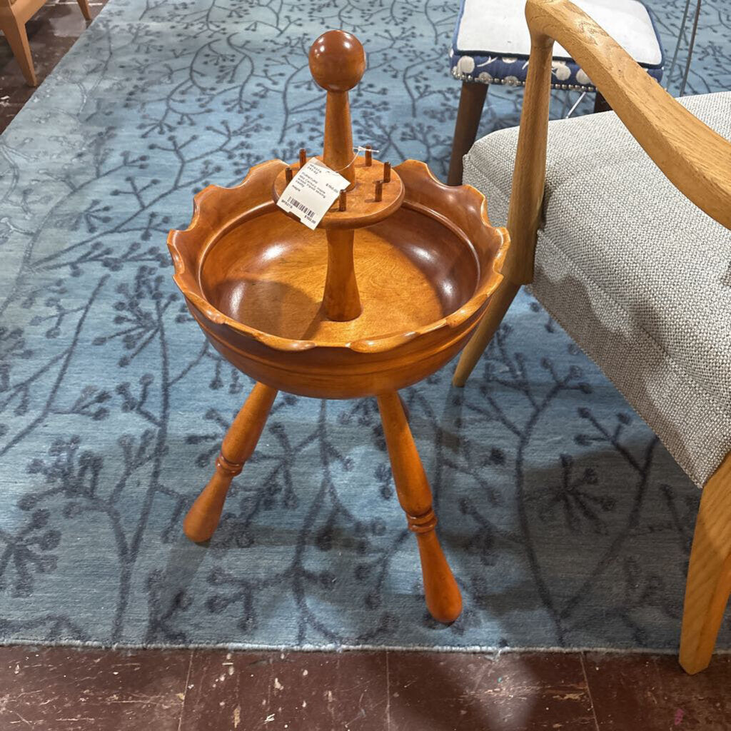 Mid Century maple wood tripod sewing caddy
