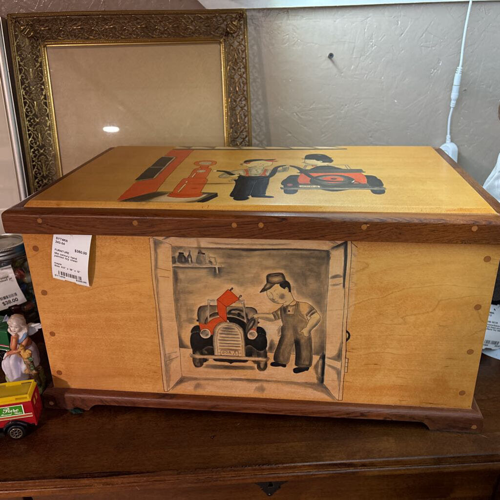 Mid century hand painted toy chest