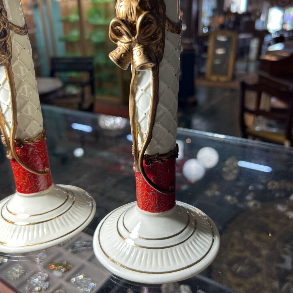 Vintage Porcelain Reindeer Candle Holders, set 2.