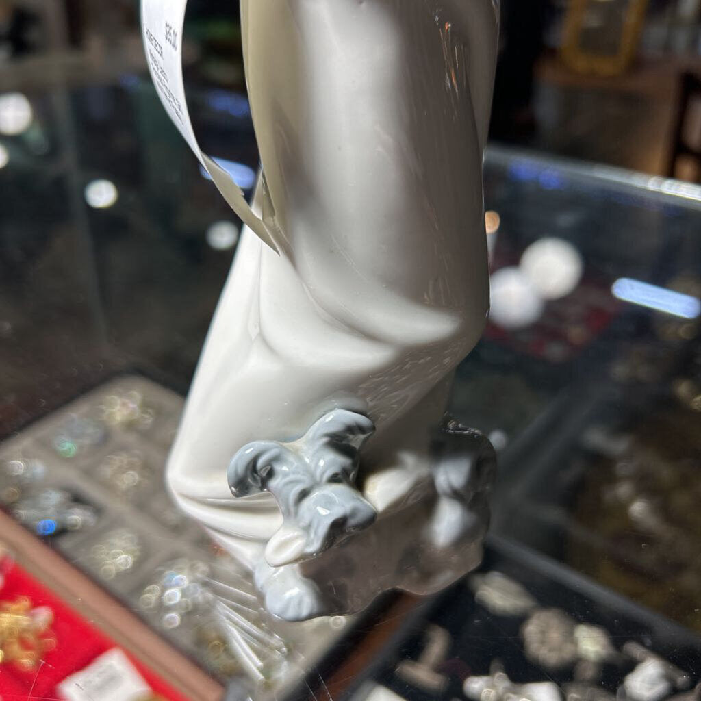Vintage Lladro Porcelain Figurine, Girl with Terrier Puppy.