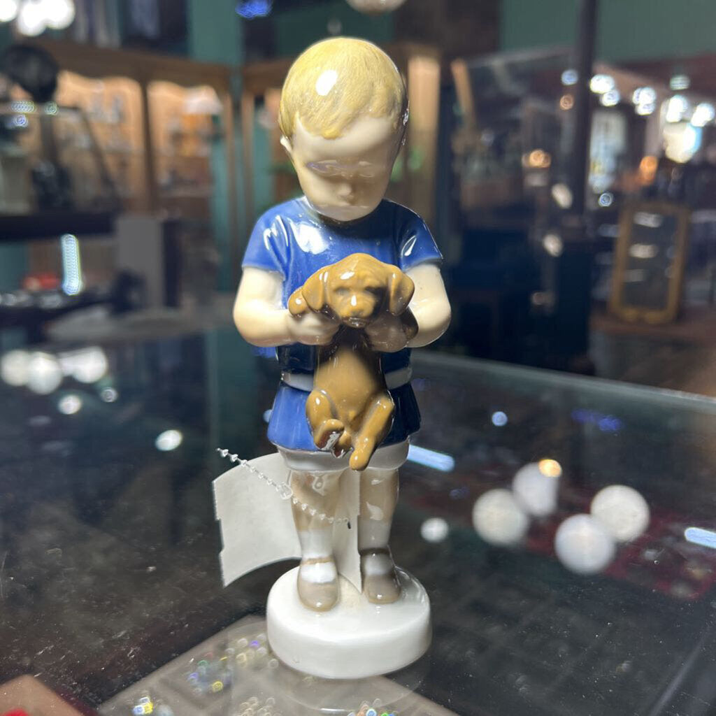 Danish Porcelain "ole Holding His Puppy" #1747 6.75'