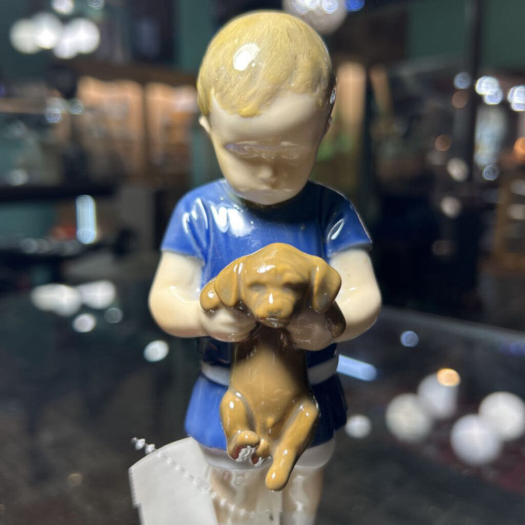 Danish Porcelain "ole Holding His Puppy" #1747 6.75'