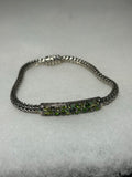 John Hardy, 925 Sterling Silver, Classic chain Bracelet, Peridot and chrome diopside gemstone.