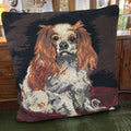 Vtg Wool Needlepoint Accent Throw Pillow, Cavalier King Charles Spaniel.