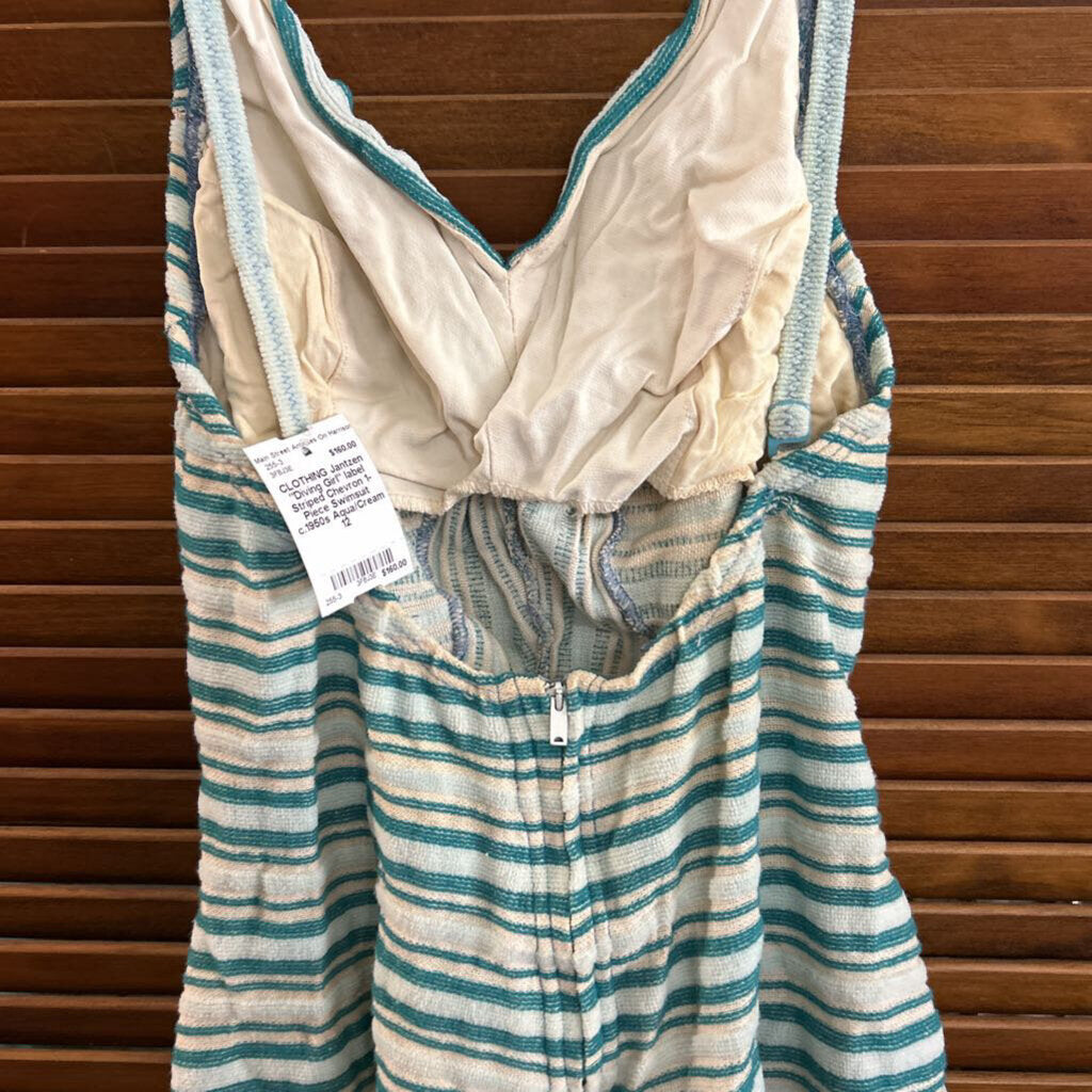 Striped Chevron 1-Piece Swimsuit c.1950s