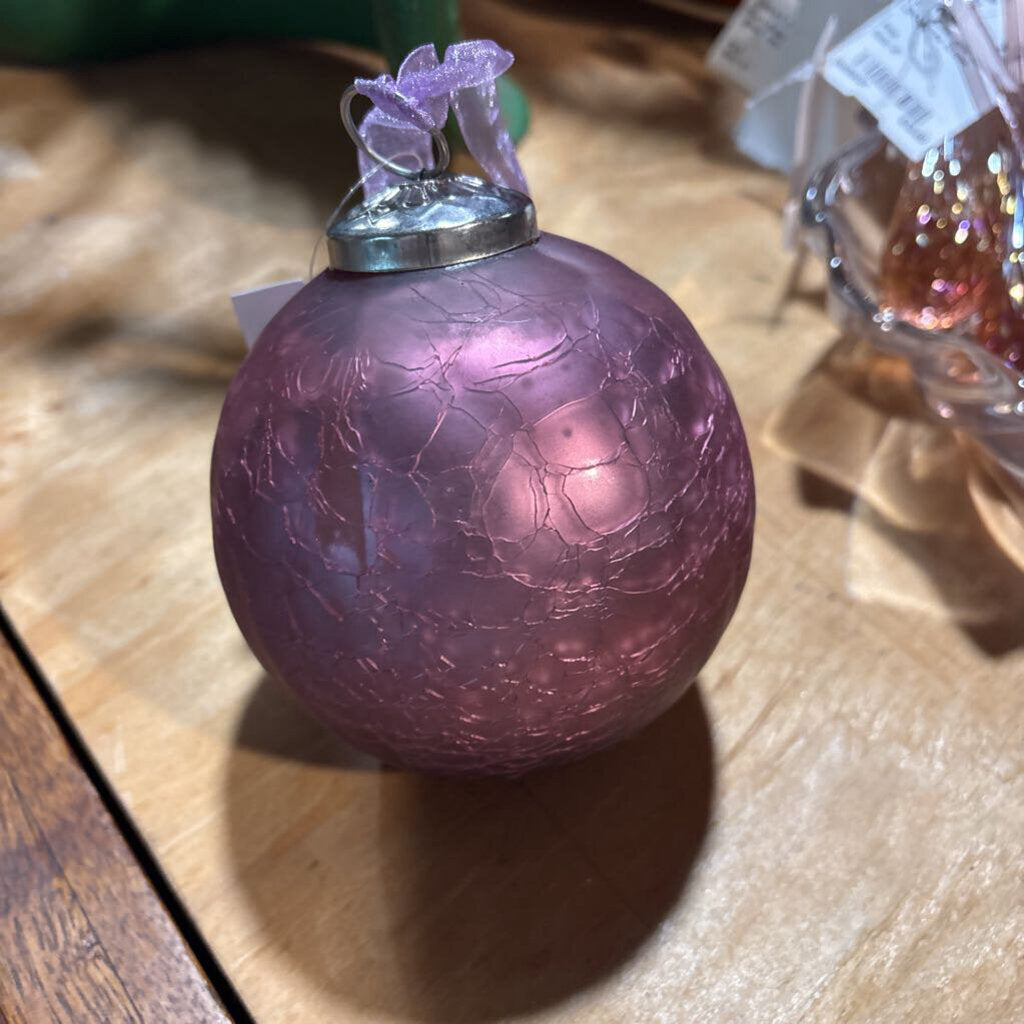 Purple crackle mercury glass ball orniment