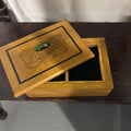 Hand-made wooden decorative box featuring reproduction graphic of the classic victor talking machine co, Jewelry box, dark green velvet.