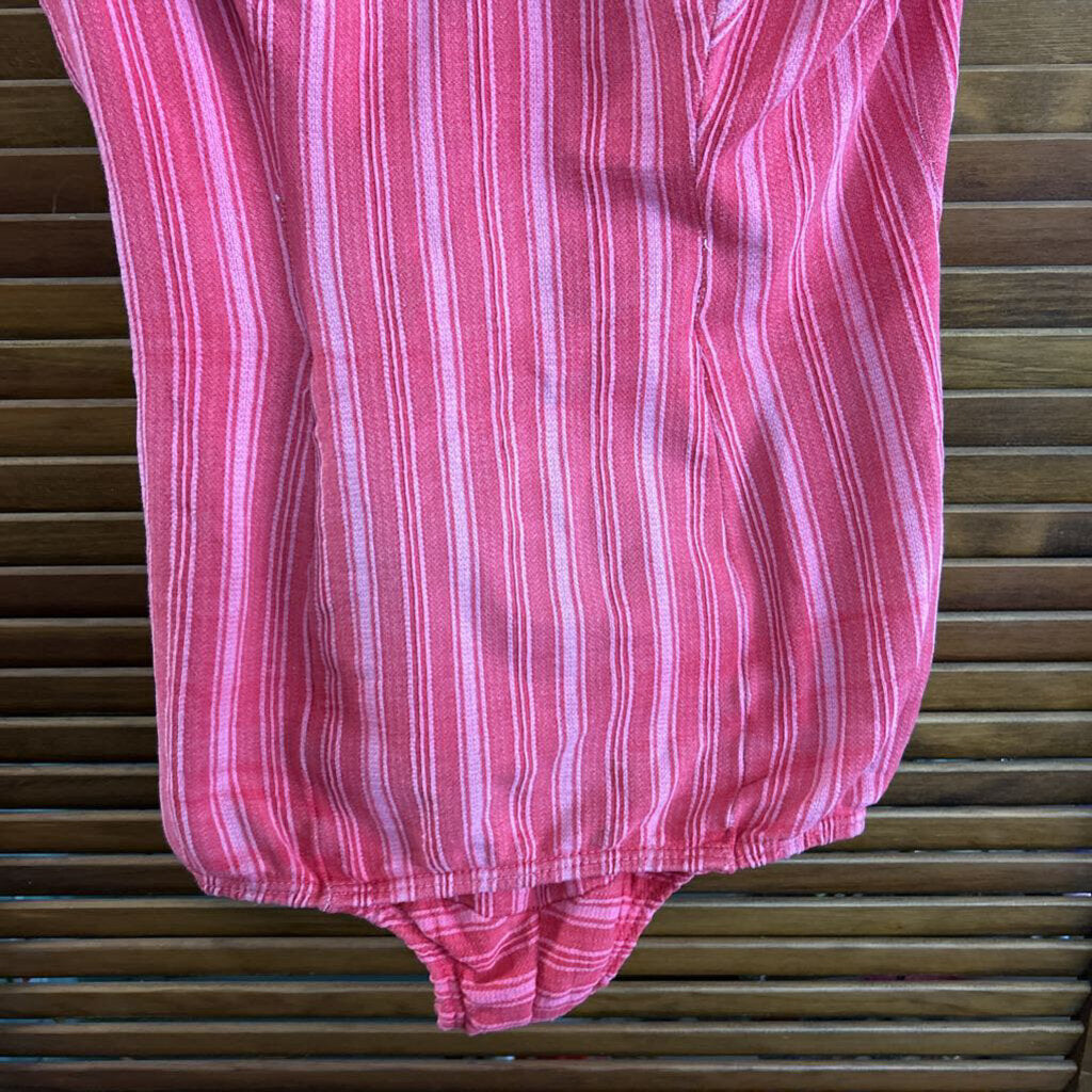 Vintage 1950s Jantzen Pink Red Vertical Stripe Swimsuit Skirted One-Piece