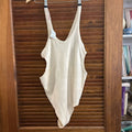 1930s Gantner Cream Ribbed Wool Swimsuit, Rare San Francisco Label. *as is*