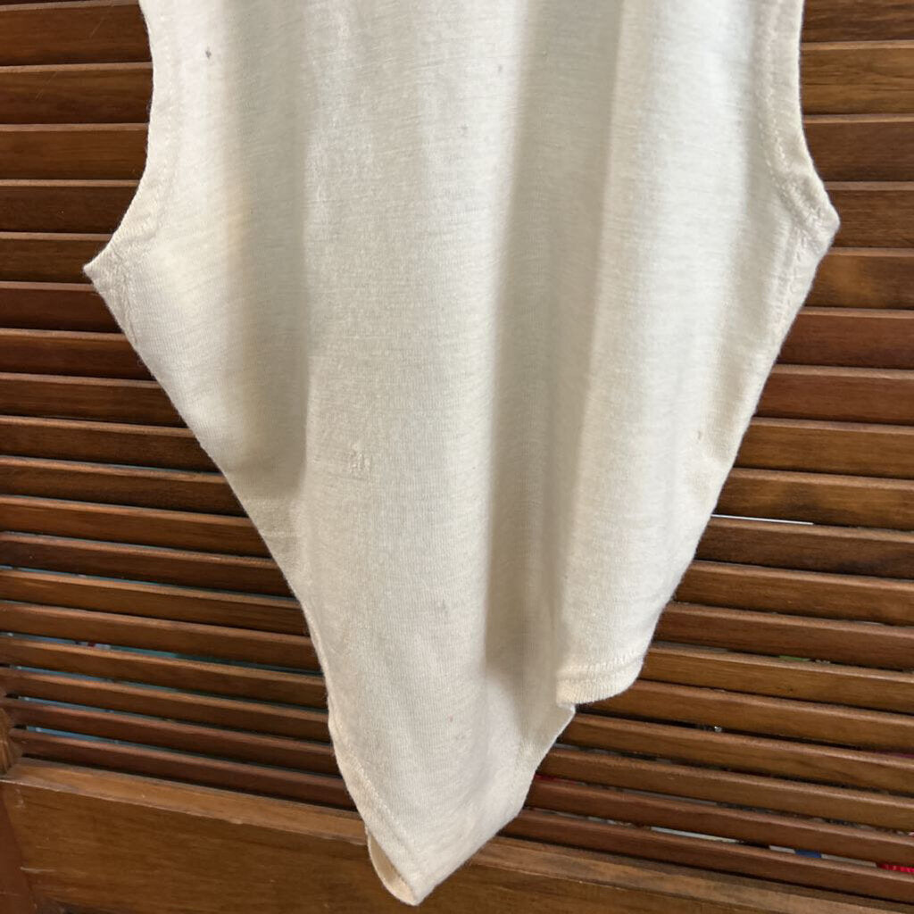 1930s Gantner Cream Ribbed Wool Swimsuit, Rare San Francisco Label. *as is*