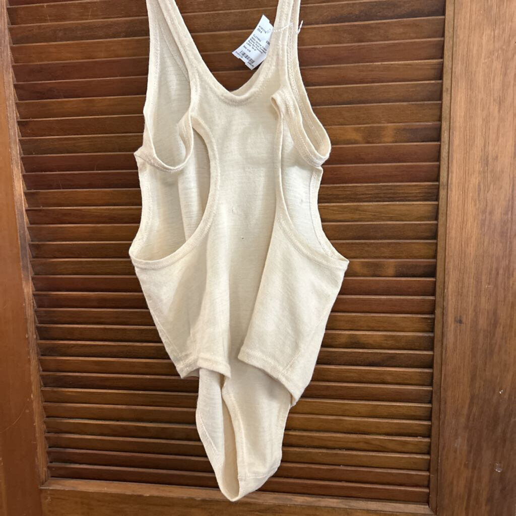 1930s Gantner Cream Ribbed Wool Swimsuit, Rare San Francisco Label. *as is*