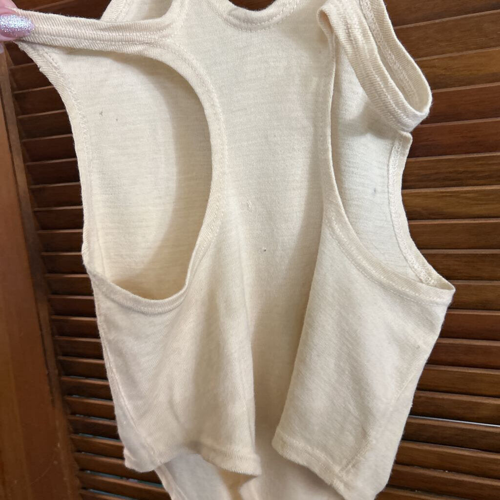 1930s Gantner Cream Ribbed Wool Swimsuit, Rare San Francisco Label. *as is*