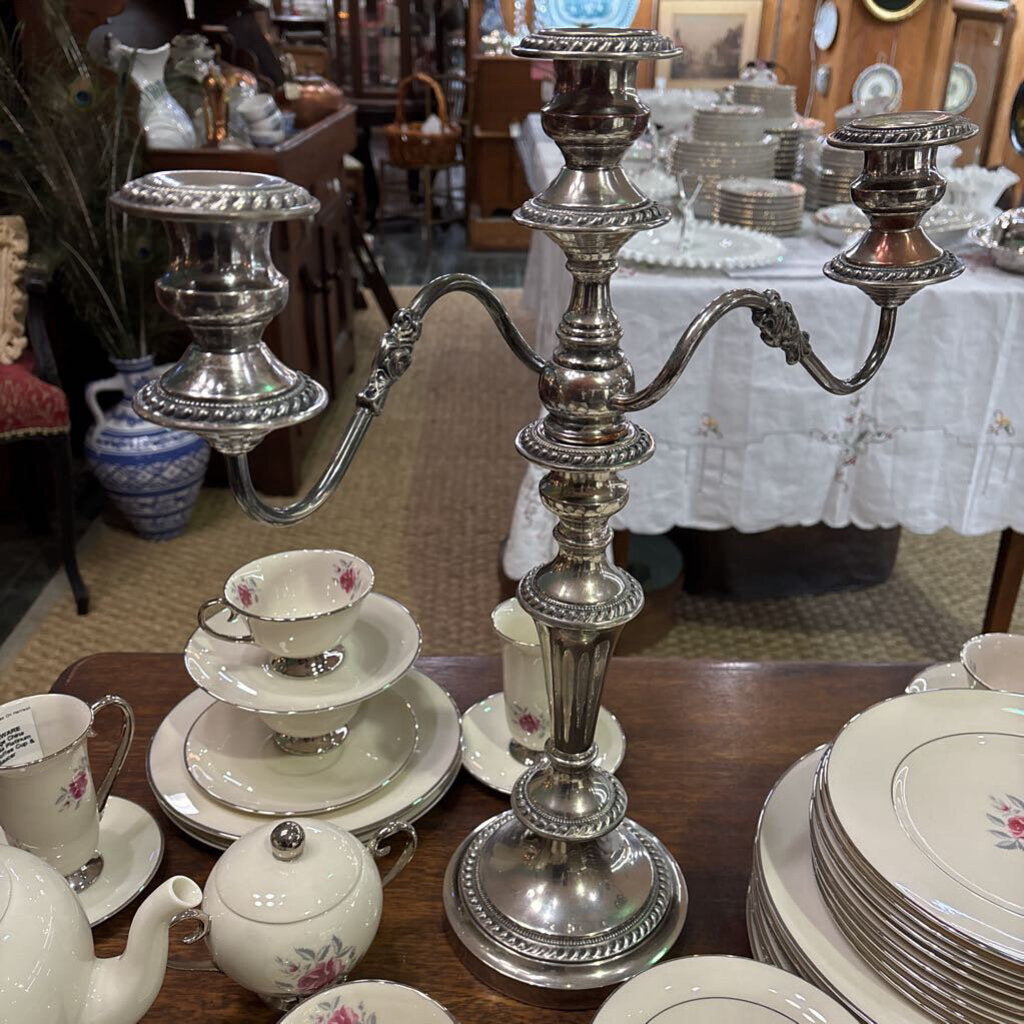 Goldfeder Silver Co. Silverplate on copper convertible candle sticks/ Candelabra, single to 3 arm conversion) Pair (AS IS)
