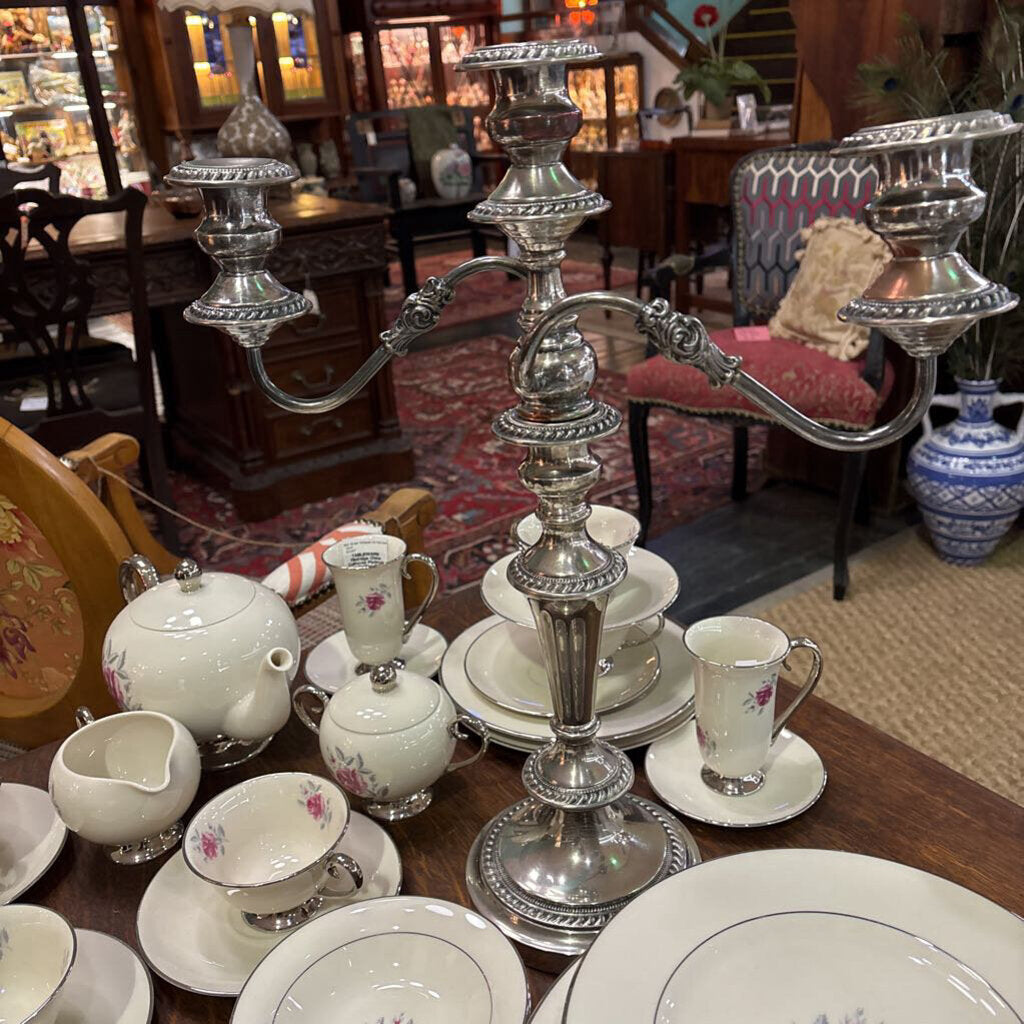 Goldfeder Silver Co. Silverplate on copper convertible candle sticks/ Candelabra, single to 3 arm conversion) Pair (AS IS)