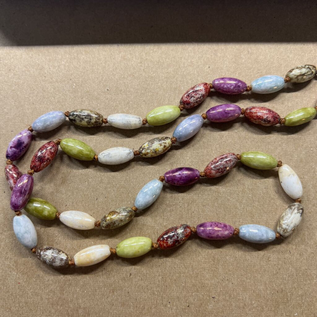 Polished fossil coral 24" Sterling clasp