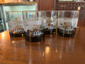 Libbey for Mc Donalds, Hawaii smoked glass double old fashioned glasses; set of 4