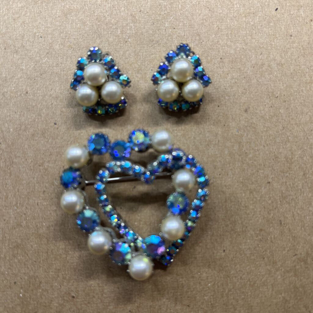 Aurora Borealis Rhinestone Brooch/earrings