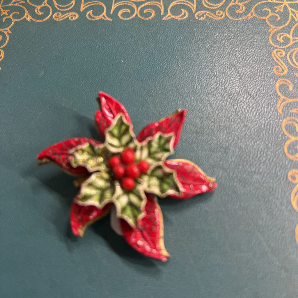 Miracle Mary Poinsettia Flower Brooch