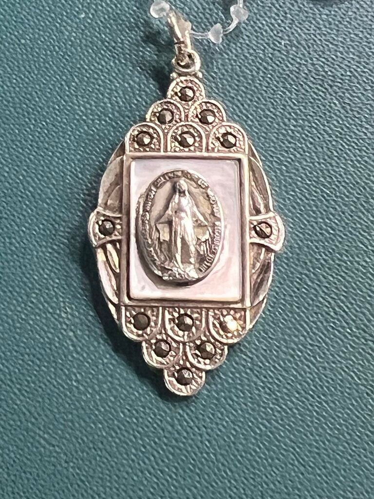 Religious Medal Pendant Sterling Silver